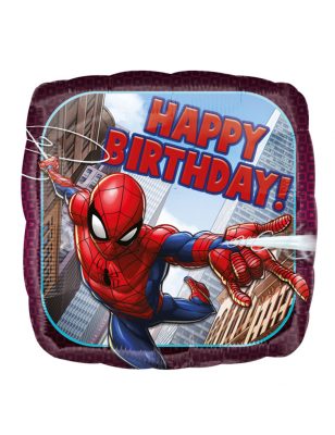 Ballon aluminium carré Spider-man  Happy Birthday43 cm