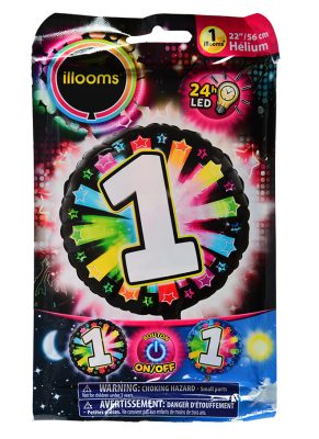 Ballon aluminium chiffre 1 multicolore LED Illooms 50 cm