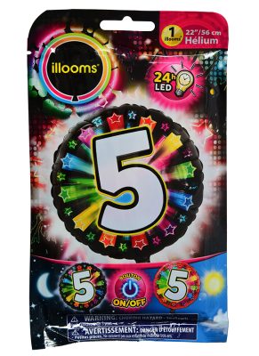 Ballon aluminium chiffre 5 multicolore LED Illooms 50 cm