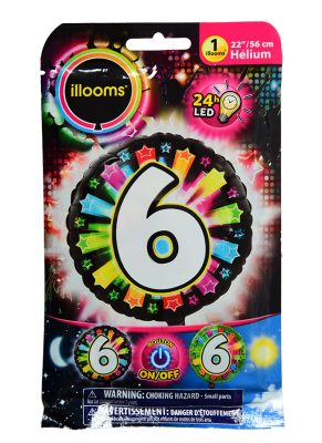 Ballon aluminium chiffre 6 multicolore LED Illooms 50 cm