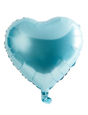 Ballon aluminium coeur bleu clair 46 cm