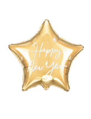 Ballon aluminium étoile dorée Happy New Year 50 cm