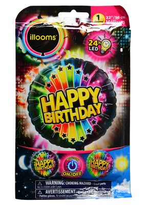 Ballon aluminium Happy Birthday LED Illooms 50 cm