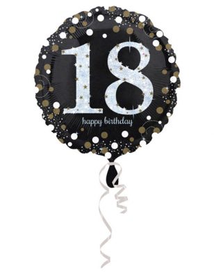 Ballon Aluminium Happy Birthday holographique 18 ans