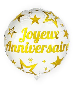 Ballon aluminium joyeux anniversaire doré 35 cm