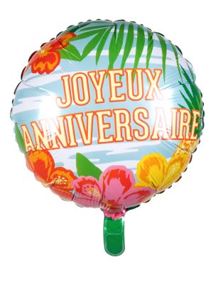 Ballon aluminium Joyeux Anniversaire Paradise 45 cm