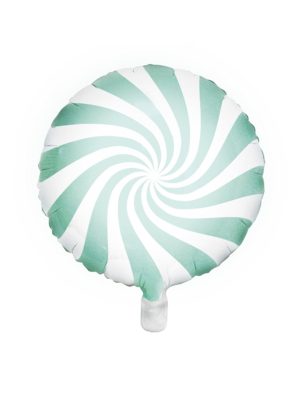 Ballon aluminium sucette menthe et blanc 45 cm