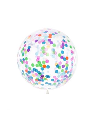 Ballon géant transparent confettis multicolores 1m