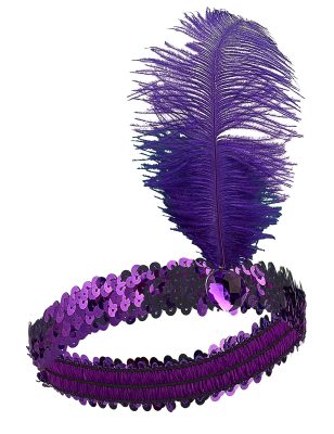 Bandeau charleston à sequins et plume violette femme