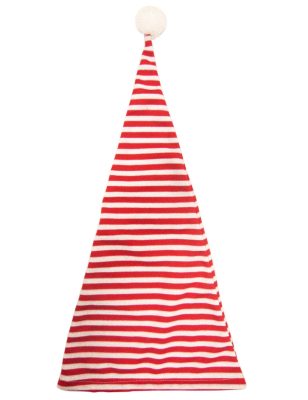 Bonnet de nuit rayé rouge et blanc avec pompon adulte