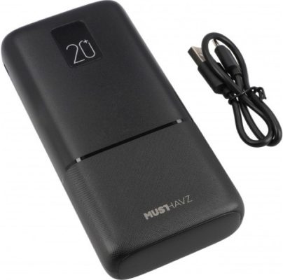 Musthavz - Batterie externe Triple USB / USB-C 20.000 mAh Power Delivery 20W - Noir