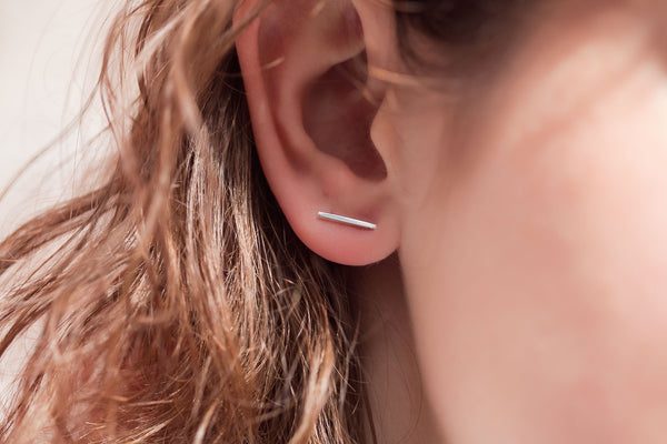 Boucles d'oreilles barres discrètes en argent - Pour Femme - Bijoux Elise et moi