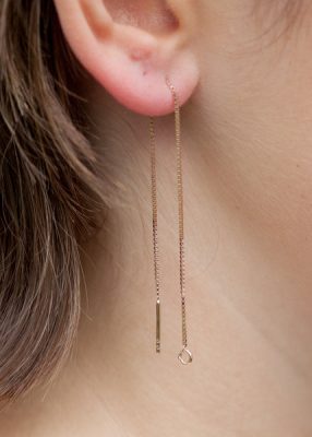 Boucles d'oreilles chaîne traversante plaqué or rose - Pour Femme - Bijoux Elise et moi