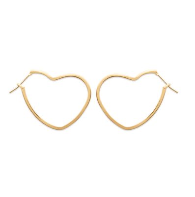 Boucles d'oreilles créoles coeur plaqué or - Pour Femme - Bijoux Elise et moi