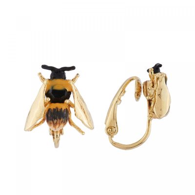 Boucles d'oreilles clip abeille aux ailes dorées
