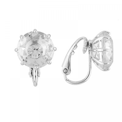 Boucles d'oreilles clip petite pierre ronde la diamantine silver cristal