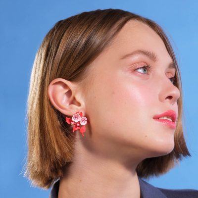 Boucles d’oreilles clips anémones et cristal