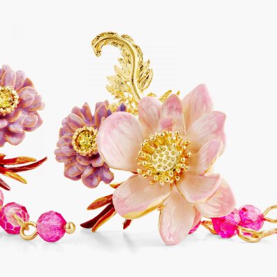 Boucles d'oreilles clips Fleurs de Lotus et Aster