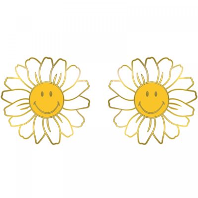 Boucles d'oreilles clips marguerite blanche Smiley®