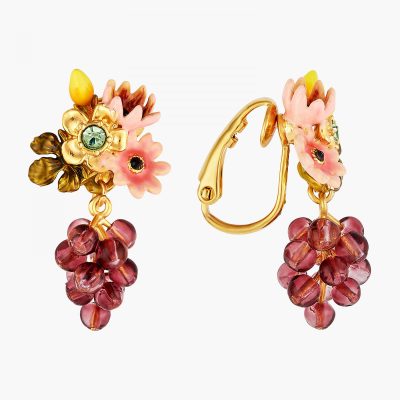 Boucles d'oreilles pendantes clips fleurs romantiques et grappe de ...