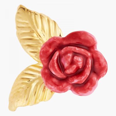 Boucles d'oreilles tiges boutons de roses et feuilles dorées