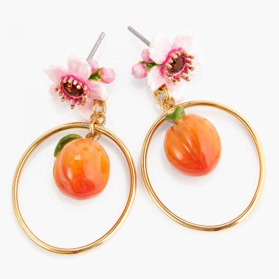 Boucles d'oreilles tiges créoles abricot et fleur