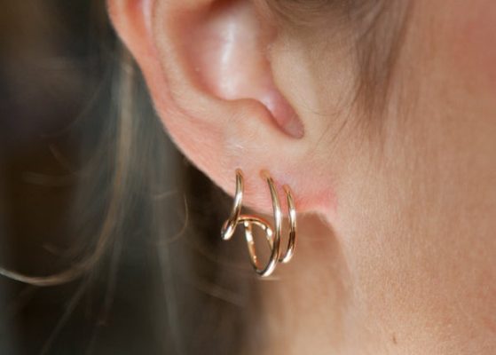 Boucles d'oreilles créoles triples originales plaqué or - Pour Femme - Bijoux Elise et moi