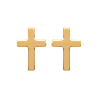 Boucles d'oreilles puces croix plaqué or - Pour Femme - Bijoux Elise et moi
