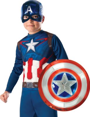 Bouclier en plastique metallisé Captain America 30 cm enfant