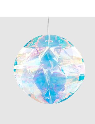 Boule à suspendre origami diamant irisé 20 cm