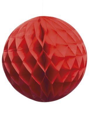 Boule papier alvéolé rouge 25 cm