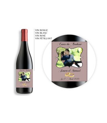 Bouteille de vin personnalisable avec photo modèle mariage