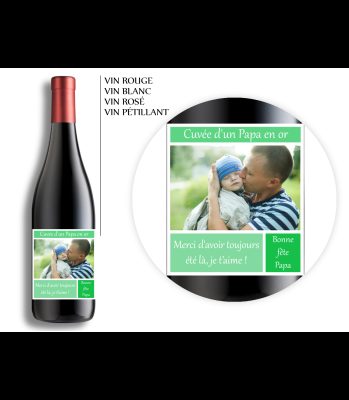 Bouteille de vin fête des pères personnalisable avec photo