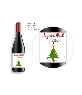 Bouteille de vin Noël personnalisable avec prénom