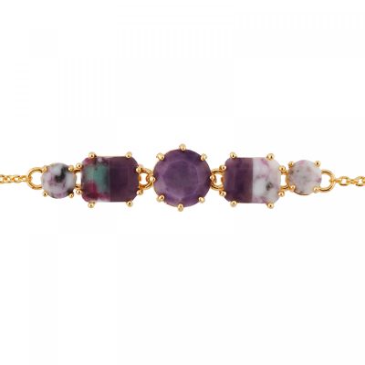 Bracelet 5 pierres violettes marbrées
