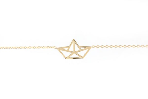 Bracelet bateau en papier origami plaqué or - Pour Femme - Bijoux Elise et moi