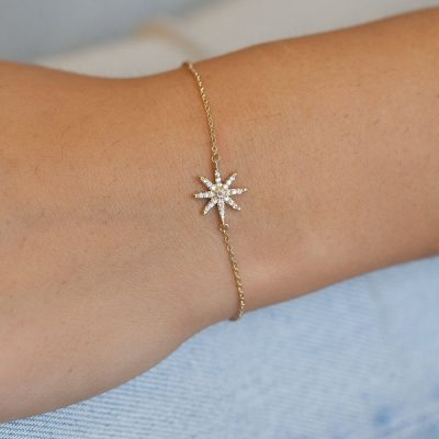 Bracelet étoile sertie de zircons plaqué or - Pour Femme - Bijoux Elise et moi