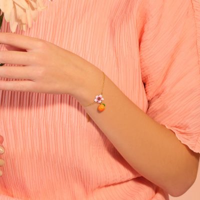 Bracelet fin abricot et fleur