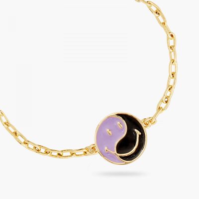 Bracelet fin Ying-Yang violet et noir Smiley®