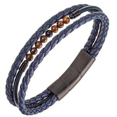 Bracelet Homme 682295 Cuir Bleu