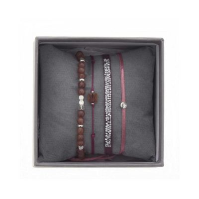Bracelet Les Interchangeables A38639 - Bracelet Tissu Rose Cristaux de haute qualité Femme