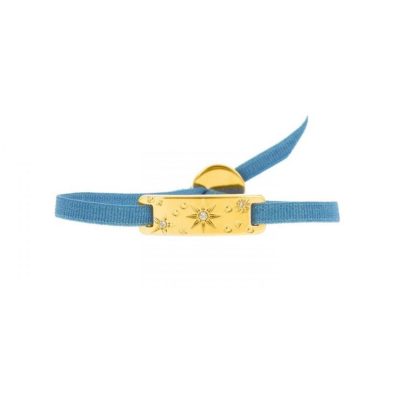 Bracelet Les Interchangeables A59144   - Plaque Ruban Galactique Strasse Bleu Jean  Femme