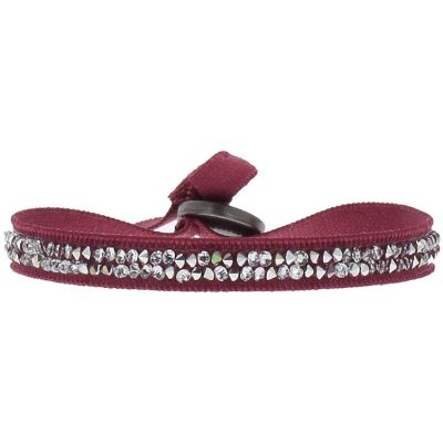 Bracelet Les Interchangeables A24934 - Bracelet Tissu Rouge Cristaux de haute qualité Femme