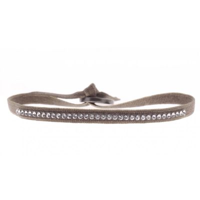 Bracelet Les Interchangeables A31426 - Bracelet Tissu Marron Cristaux de haute qualité Femme