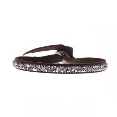 Bracelet Les Interchangeables A31668 - Bracelet Tissu Marron Cristaux de haute qualité Femme