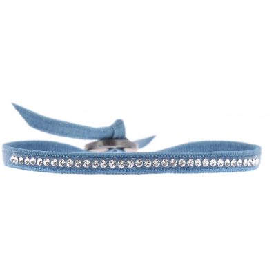 Bracelet Les Interchangeables A31908 - Bracelet Tissu Bleu Cristaux de haute qualité Femme