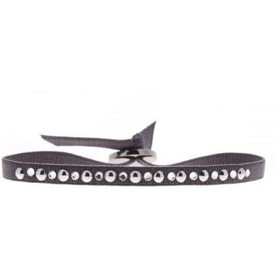 Bracelet Les Interchangeables A35389 - Bracelet Tissu Gris Cristaux de haute qualité Femme