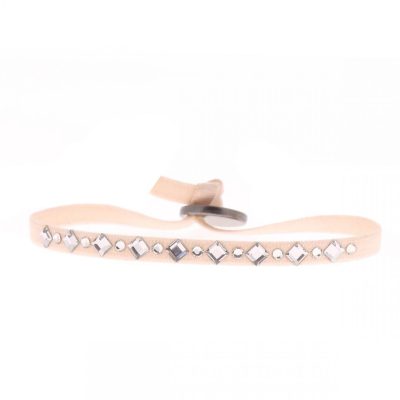Bracelet Les Interchangeables A37781 - Bracelet Tissu Rose Cristaux de haute qualité Femme