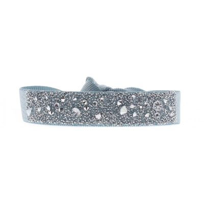 Bracelet Les Interchangeables A38156 - Bracelet Tissu Bleu Cristaux de haute qualité Femme