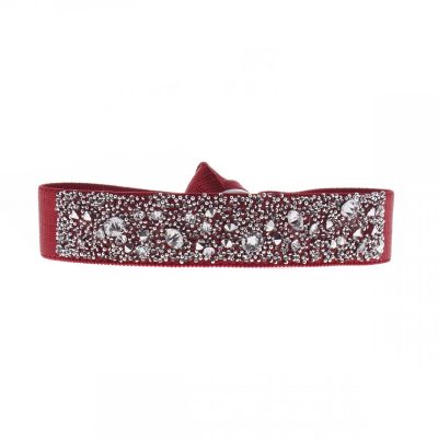 Bracelet Les Interchangeables A38159 - Bracelet Tissu Rouge Cristaux de haute qualité Femme